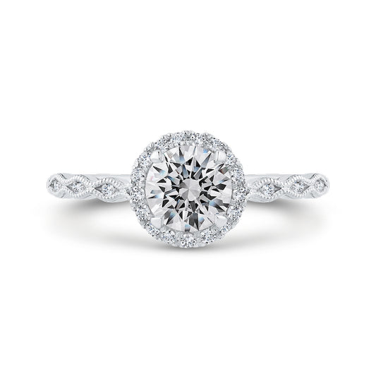 Shah Luxury 14K Two-Tone Gold Diamond Halo Engagement Ring (Semi-Mount)