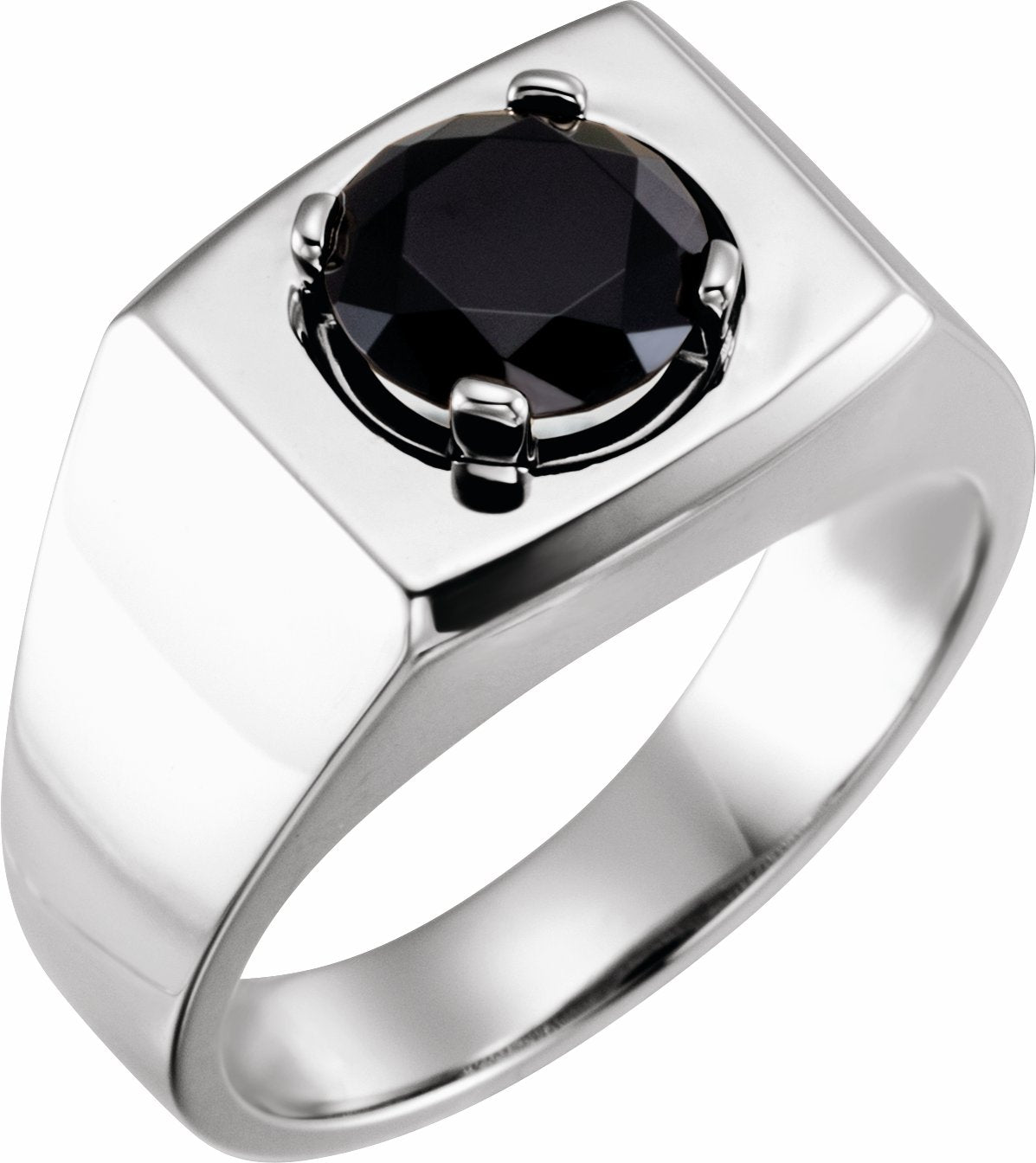 14K White Onyx Solitaire Ring