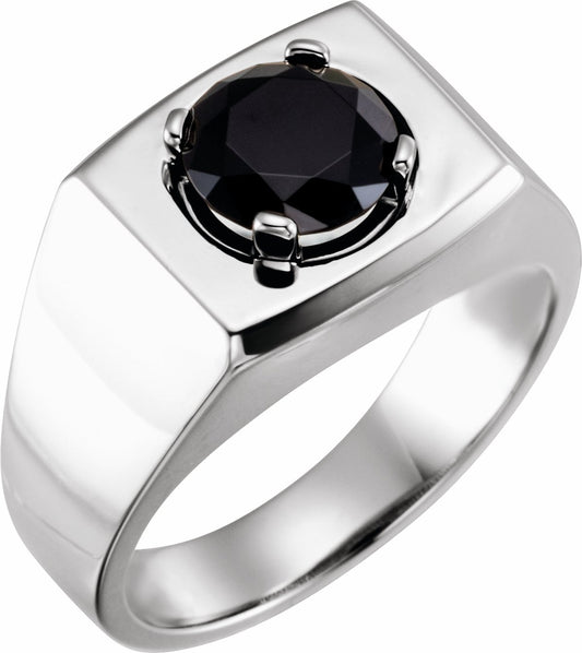 14K White Onyx Solitaire Ring