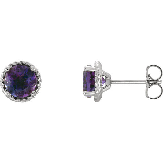 Stuller 14k White Gold Amethyst Rope Earrings