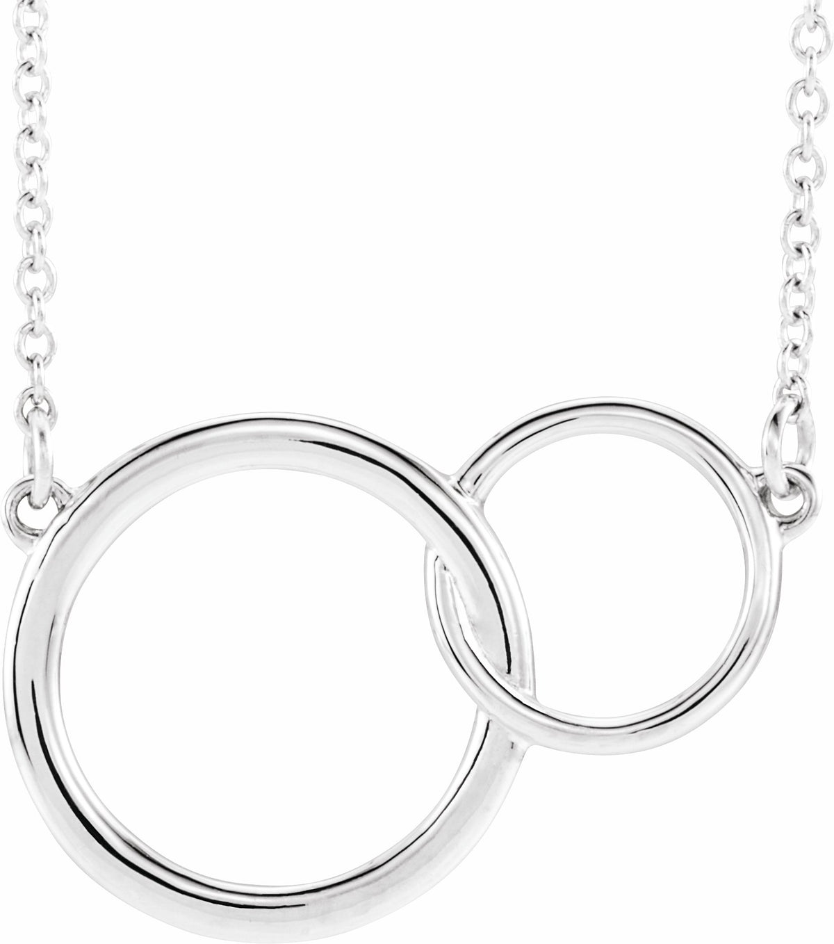 Platinum 20x14 mm Interlocking Circle 16-18 Necklace