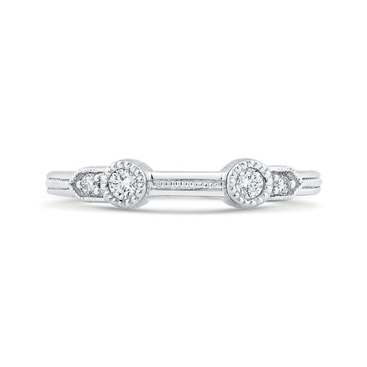 Shah Luxury 14K White Gold Round Diamond Wedding Band