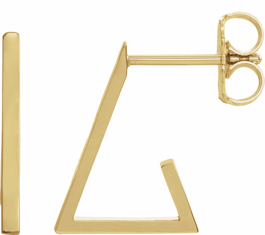 14K Yellow Triangle Hoop Earrings