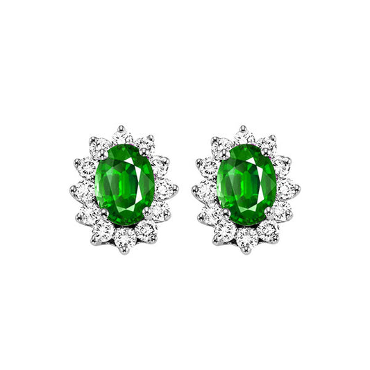 Gems One 14Kt White Gold Diamond (3/8Ctw) & Emerald (7/8 Ctw) Earring