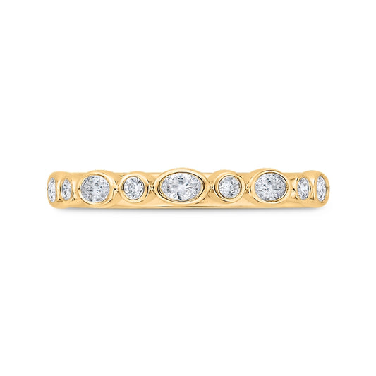 Shah Luxury 14K Yellow Gold Round Diamond Wedding Band