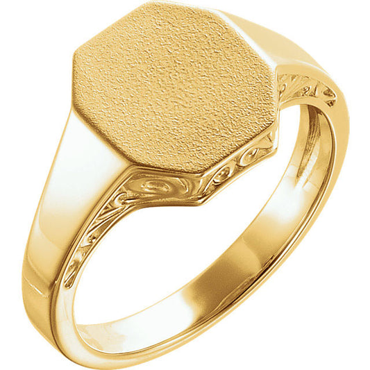Stuller 14k Yellow Gold Men's Scroll Signet Ring