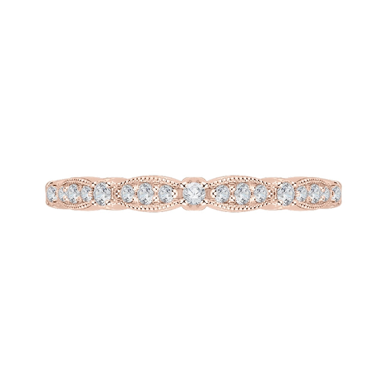 Shah Luxury 14K Rose Gold Round Diamond Vintage Wedding Band