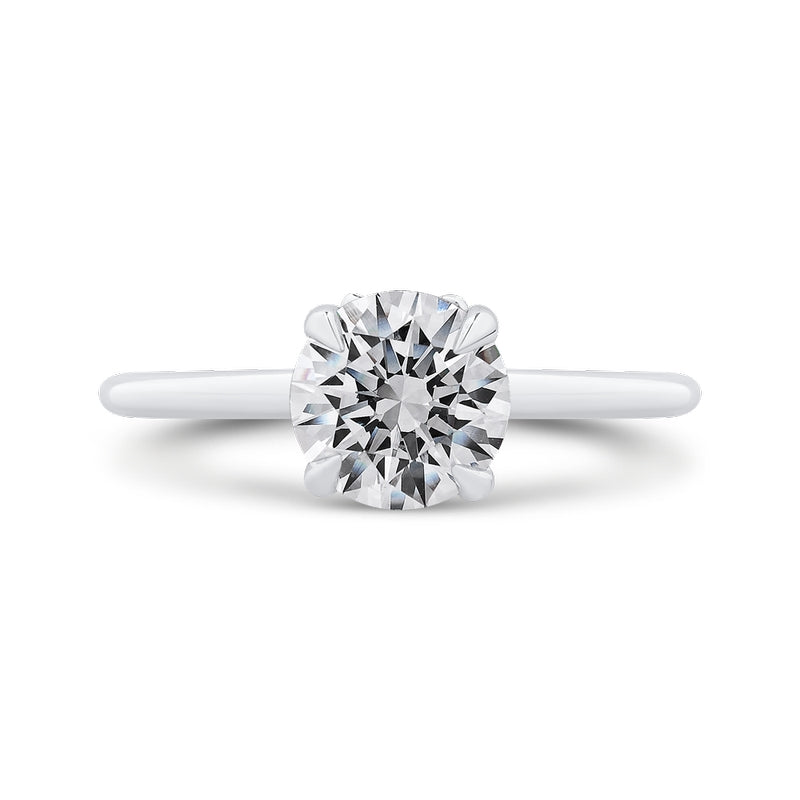 Shah Luxury 14K White Gold Round Cut Diamond Solitaire Plus Engagement Ring (Semi-Mount)