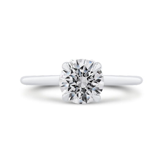 Shah Luxury 14K White Gold Round Cut Diamond Solitaire Plus Engagement Ring (Semi-Mount)