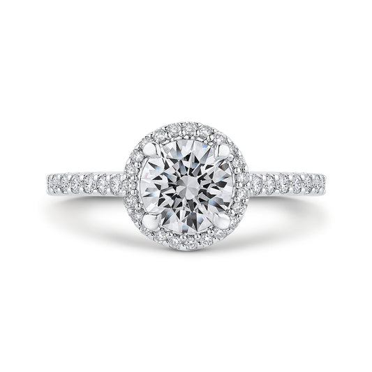 Shah Luxury Round Diamond Halo Engagement Ring In 14K White Gold (Semi-Mount)