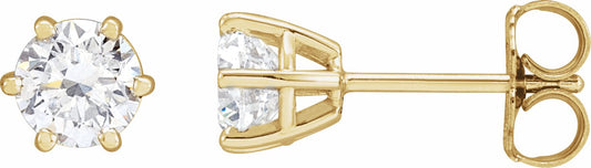 14K Yellow 5 mm SI2-SI3 1 CTW Diamond 6-Prong Wire Basket Earrings