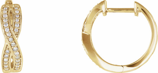 14K Yellow 1/5 CTW Diamond Infinity-Inspired Hoop Earrings