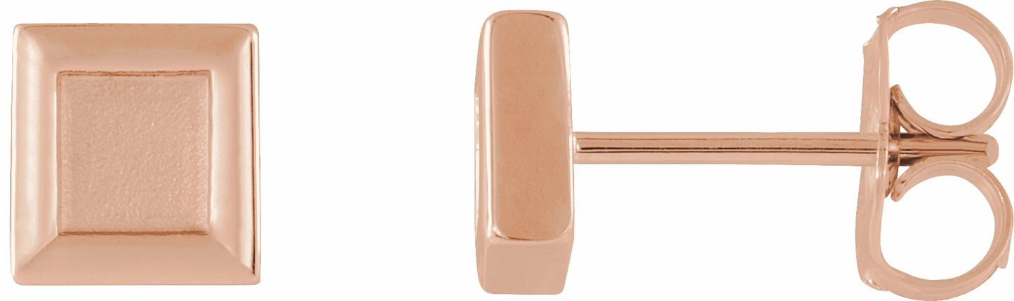 14K Rose Square Petite Earrings