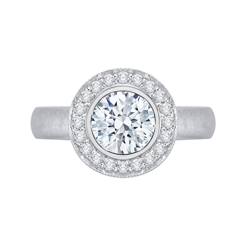Shah Luxury 14K White Gold Round Diamond Halo Engagement Ring (Semi-Mount)