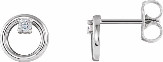 14K White .06 CTW Diamond Circle Earrings