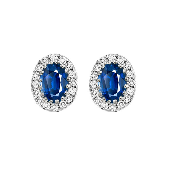 Gems One 14Kt White Gold Diamond (1/5Ctw) & Sapphire (7/8 Ctw) Earring