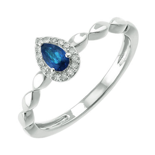 Gems One 10Kt White Gold Diamond (1/20Ctw) & Sapphire (1/4 Ctw) Ring