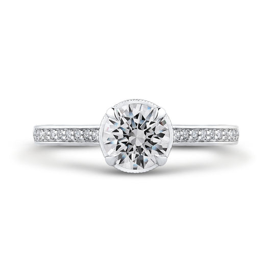 Shah Luxury Round Diamond Engagement Ring In 14K White Gold (Semi-Mount)