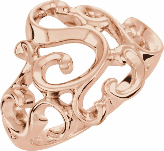 14K Rose Metal Fashion Ring