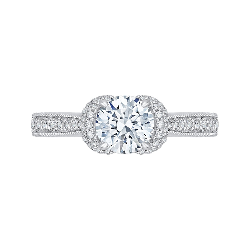 Shah Luxury 14K White Gold Round Diamond Cathedral Style Engagement Ring (Semi-Mount)