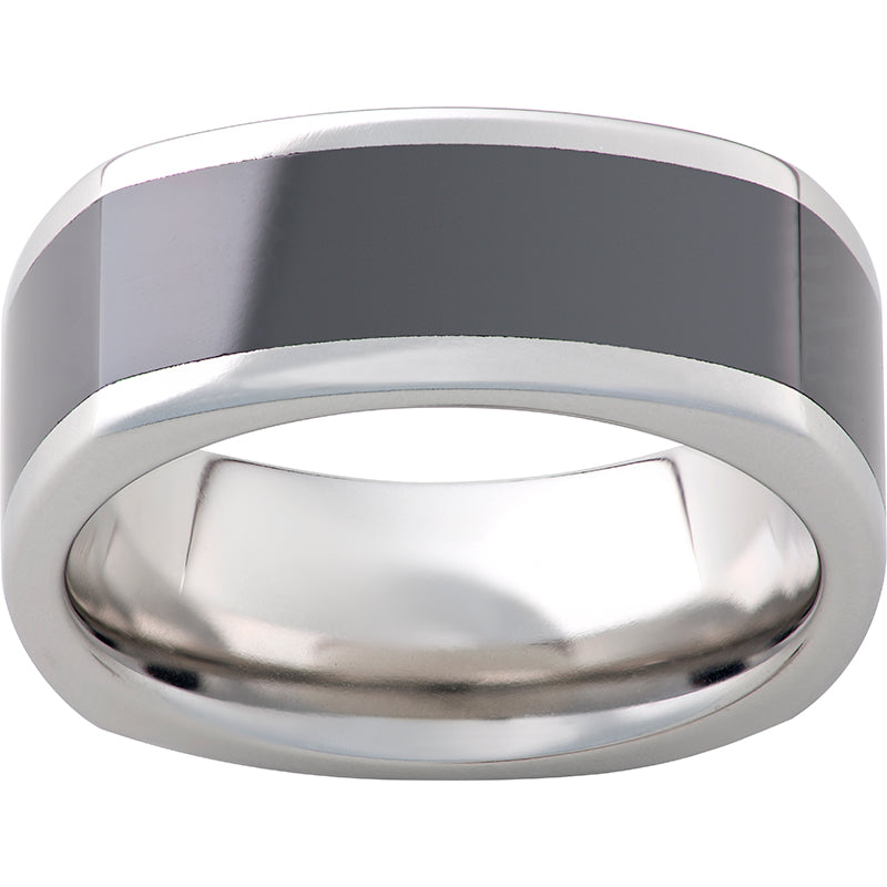 Serinium Square Band with Black CeramicInlay
