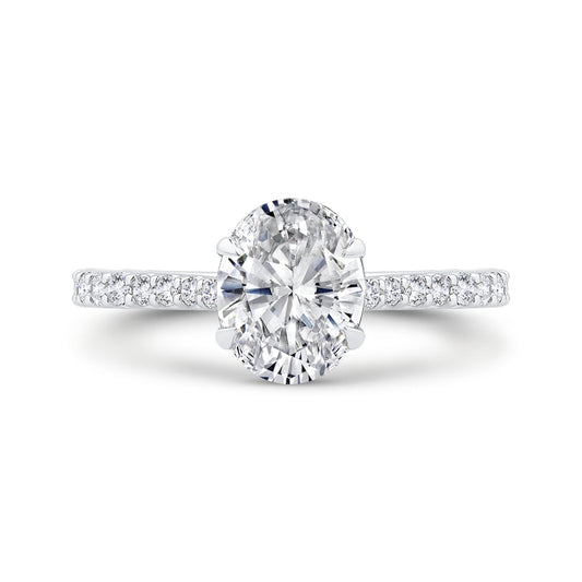 Shah Luxury 14K White Gold Oval Diamond Engagement Ring (Semi-Mount)