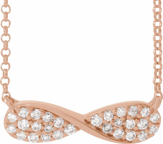 14K Rose 1/6 CTW Diamond Infinity-Inspired 15-17 Necklace