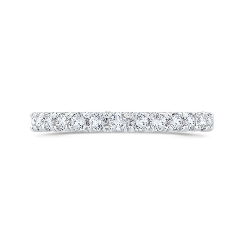 Shah Luxury Round Cut Diamond Half-Eternity Wedding Band In 14K White Gold