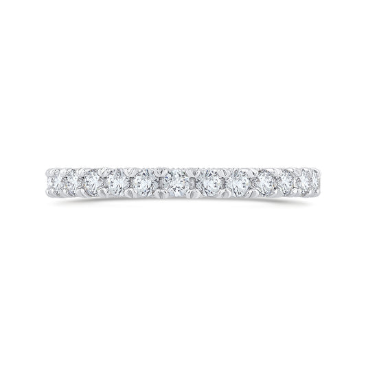 Shah Luxury Round Cut Diamond Half-Eternity Wedding Band In 14K White Gold