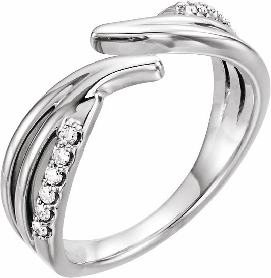 14K White 1/8 CTW Diamond Bypass Ring