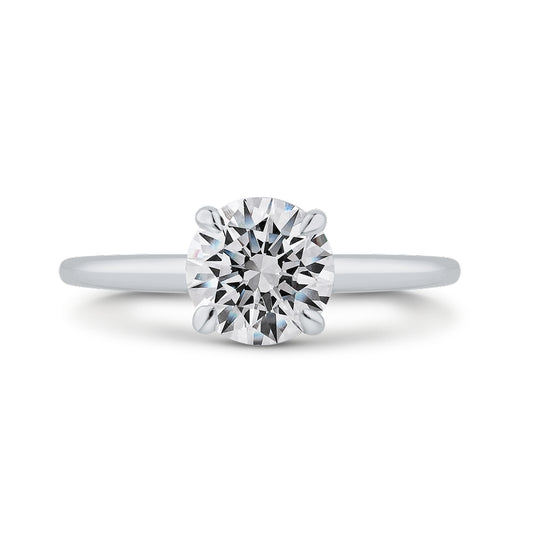 Shah Luxury 14K White Gold Round Diamond Solitaire Plus Engagement Ring with Milgrain (Semi-Mount)