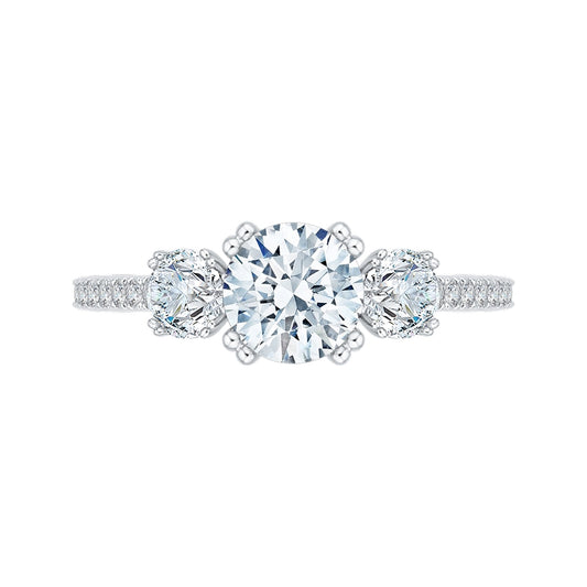 Shah Luxury 14K Two-Tone Gold Round Diamond Three-Stone Engagement Ring (Semi-Mount)