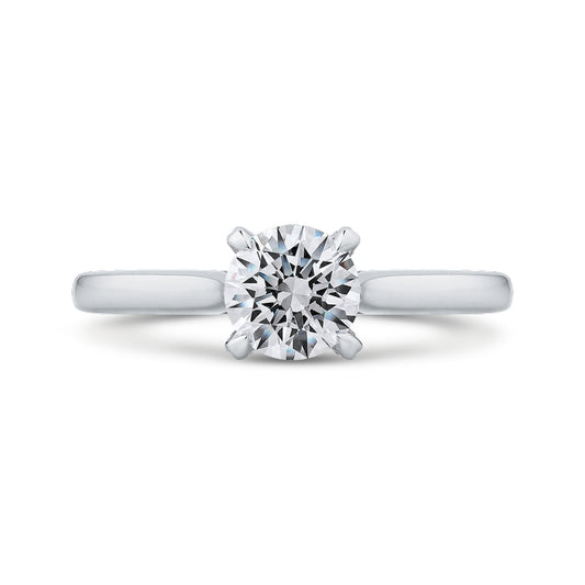 Shah Luxury 14K White Gold Round Diamond Classic Engagement Ring (Semi-Mount)