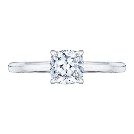 Shah Luxury 14K Two-Tone Gold Cushion Cut Diamond Solitaire Engagement Ring (Semi-Mount)