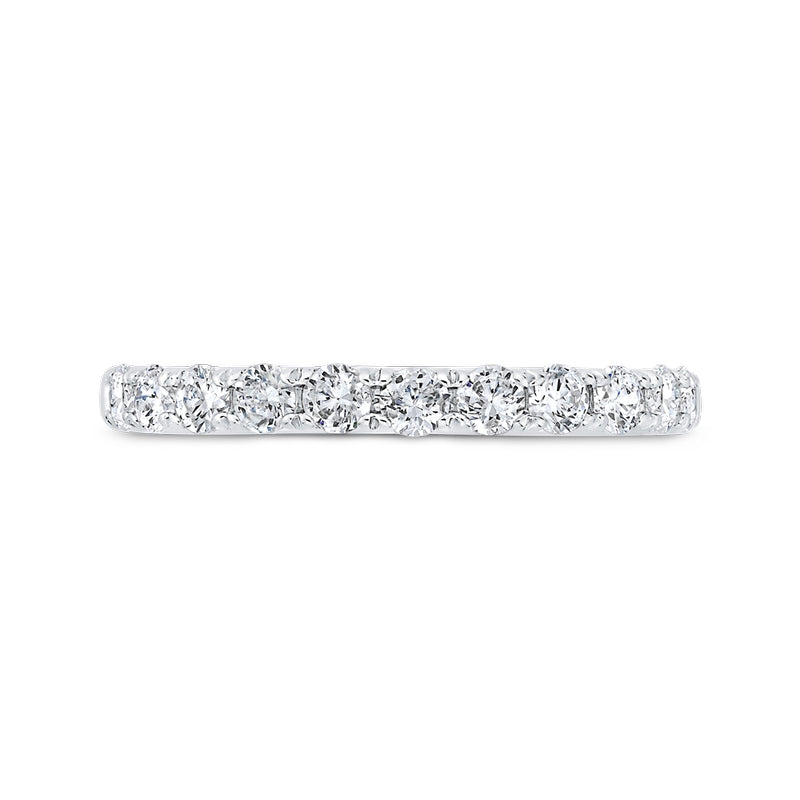 Shah Luxury 14K White Gold Round Cut Diamond Wedding Band