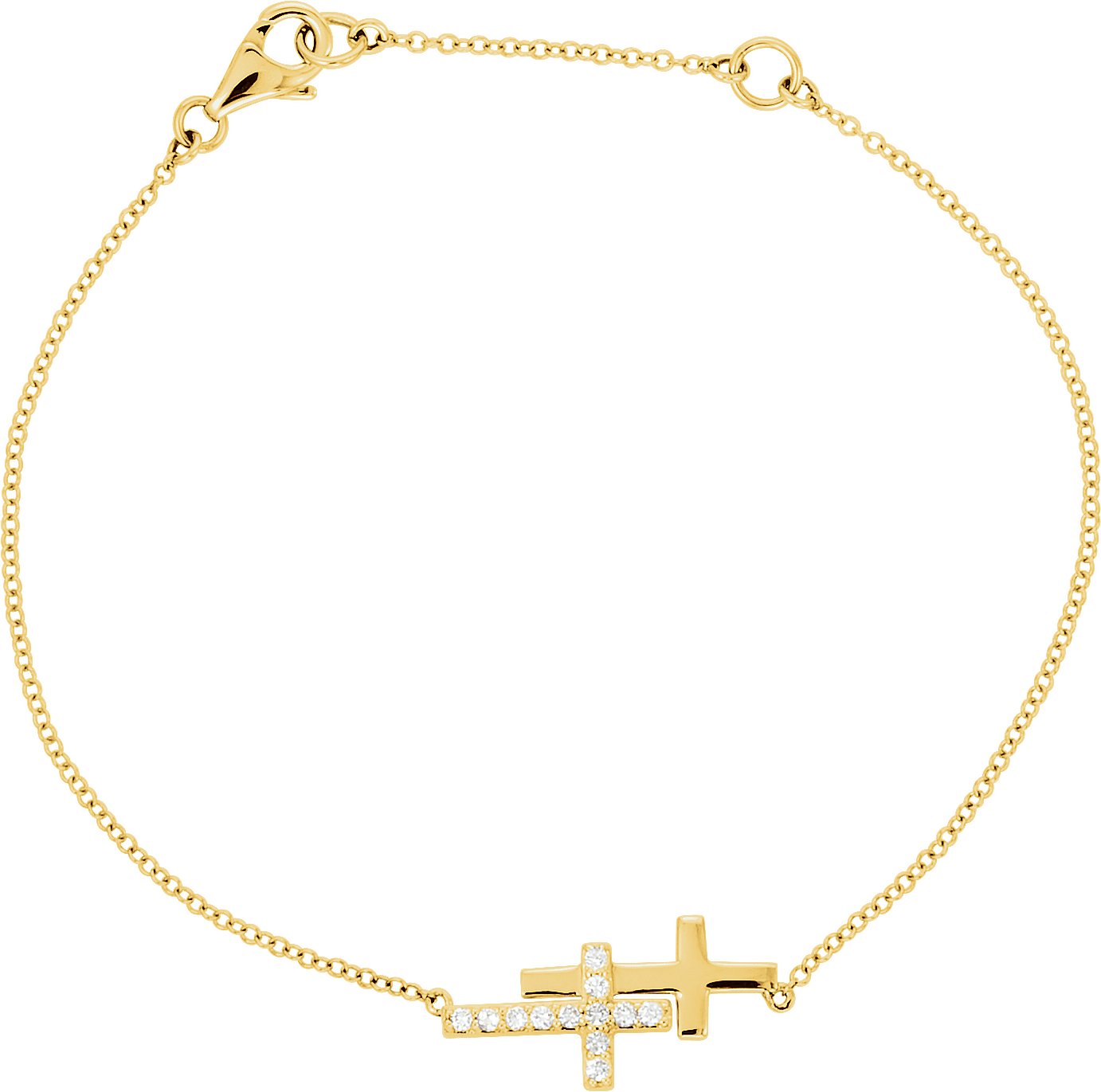 14K Yellow 1/5 CTW Diamond Double Sideways Cross 8 Bracelet