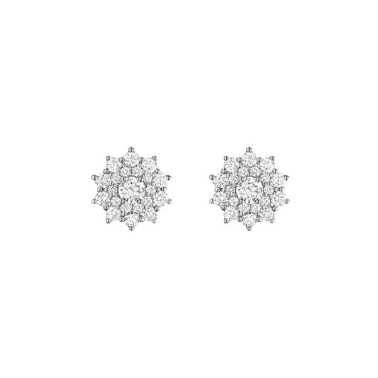 Henri Daussi 18k White Gold Diamond Stud Earrings