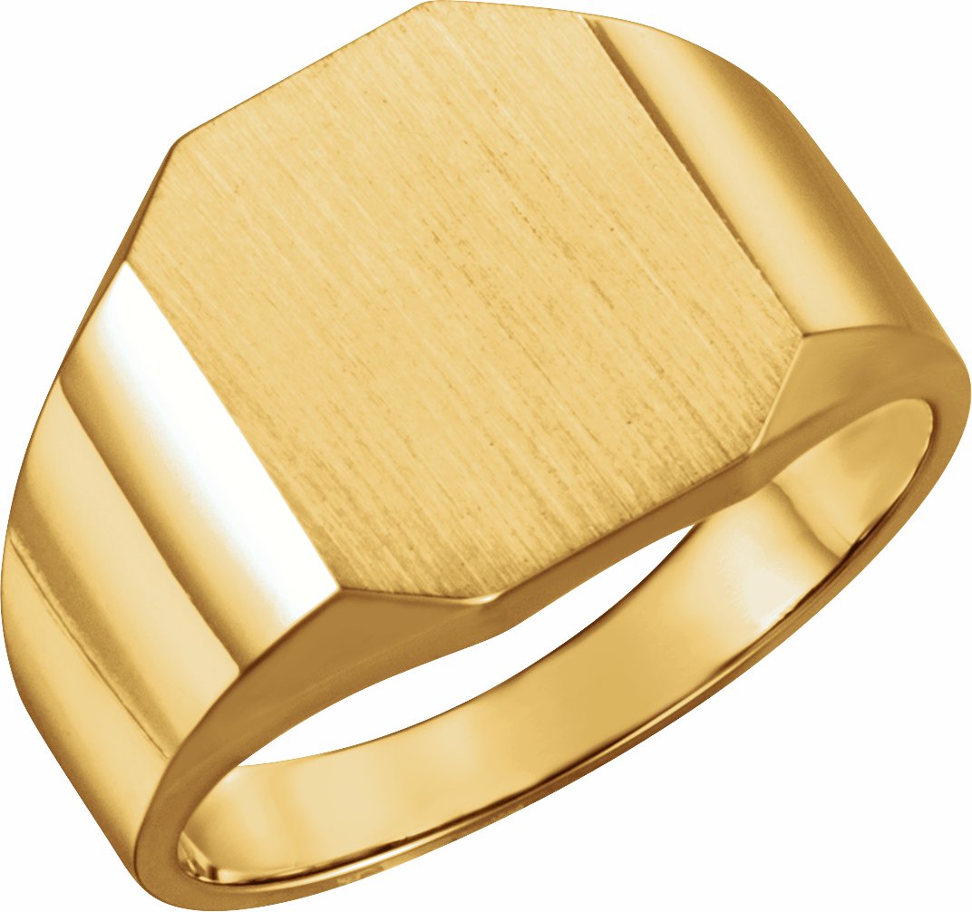14K Yellow 14x12 mm Octagon Signet Ring
