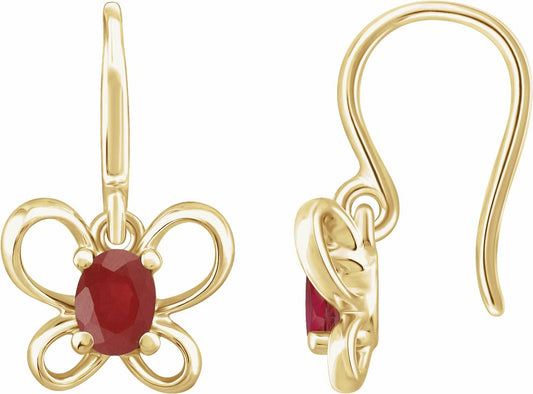 14K Yellow 4x3 mm Oval June Youth Butterfly Birthstone Earrings