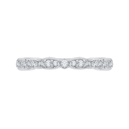Shah Luxury 14K White Gold Round Diamond Eternity Wedding Band