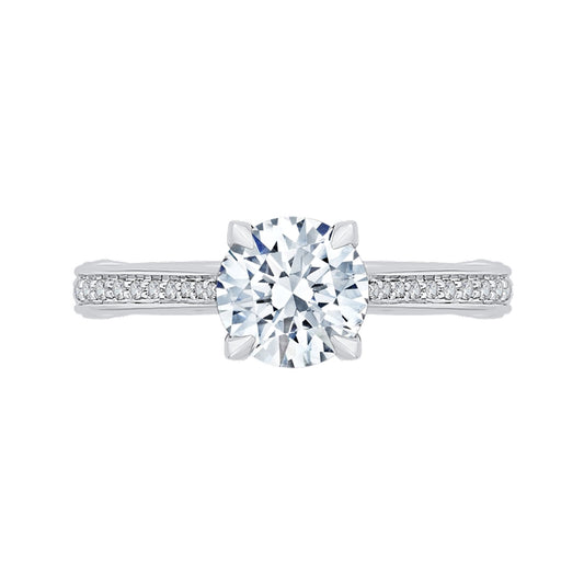 Shah Luxury 14K White Gold Round Diamond Engagement Ring (Semi-Mount)