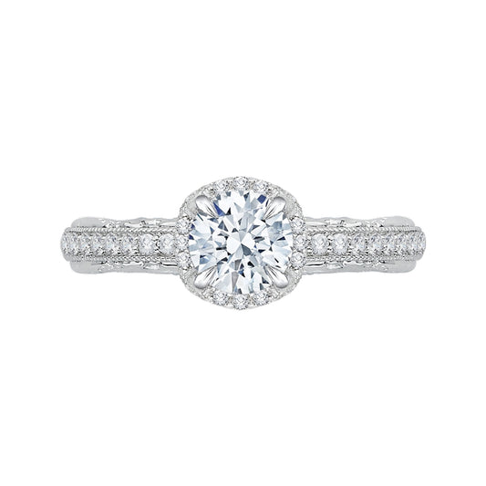 Shah Luxury 14K White Gold Round Diamond Engagement Ring with Euro Shank (Semi-Mount)