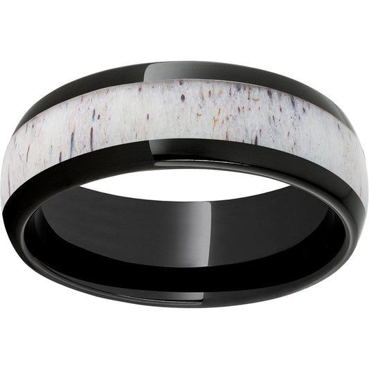Black Diamond Ceramic Domed Band with Antler Inlay