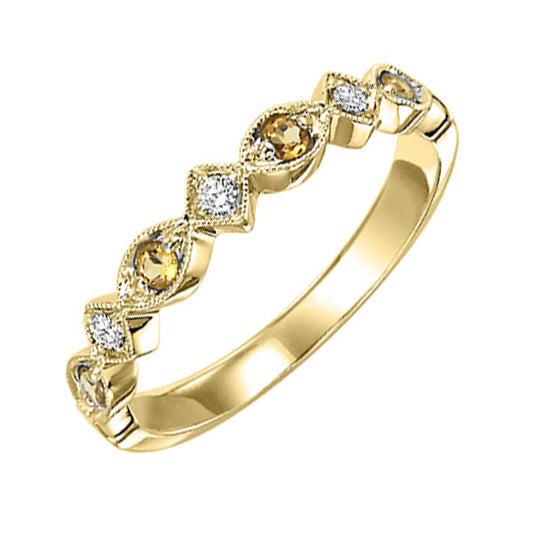 Gems One 14Kt Yellow Gold Diamond (1/20Ctw) & Citrine (1/6 Ctw) Ring