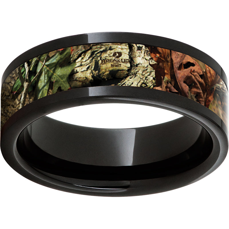 Black Diamond Ceramic Pipe Cut Band with Mossy Oak Break-Up Infinity Inlay