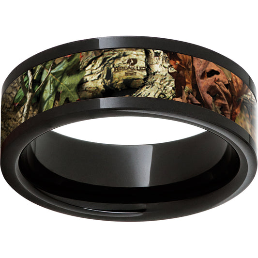 Black Diamond Ceramic Pipe Cut Band with Mossy Oak Break-Up Infinity Inlay