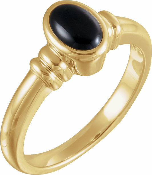 14K Yellow Onyx Bezel-Set Ring