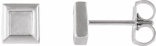 14K White Square Petite Earrings