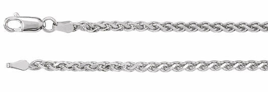 14K White 2.75 mm Diamond Cut Wheat 7 Chain
