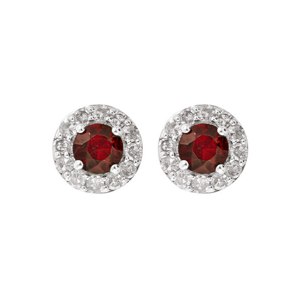 Gems One 10Kt White Gold Diamond (1/6Ctw) & Ruby (1/3 Ctw) Earring